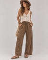 Contrast Stitch Wide Leg Lounge Pants