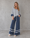 Willow Whimsy Coastal Breeze Stripe Ruffle Pant Set
