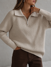 Sloane Avenue Ribbed Half-Zip Collared Sweater