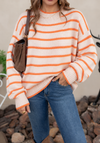 Coastal Rhythm Contrast Stripe Knit Sweater