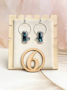 Sterling Flower Bar Stone Hoops-Earrings-Krush Kandy, Women's Online Fashion Boutique Located in Phoenix, Arizona (Scottsdale Area)