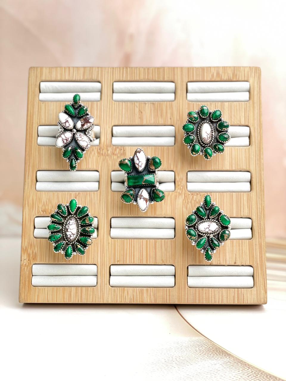 Irish Green Dahlia Rings sno 13-Rings-Krush Kandy, Women's Online Fashion Boutique Located in Phoenix, Arizona (Scottsdale Area)