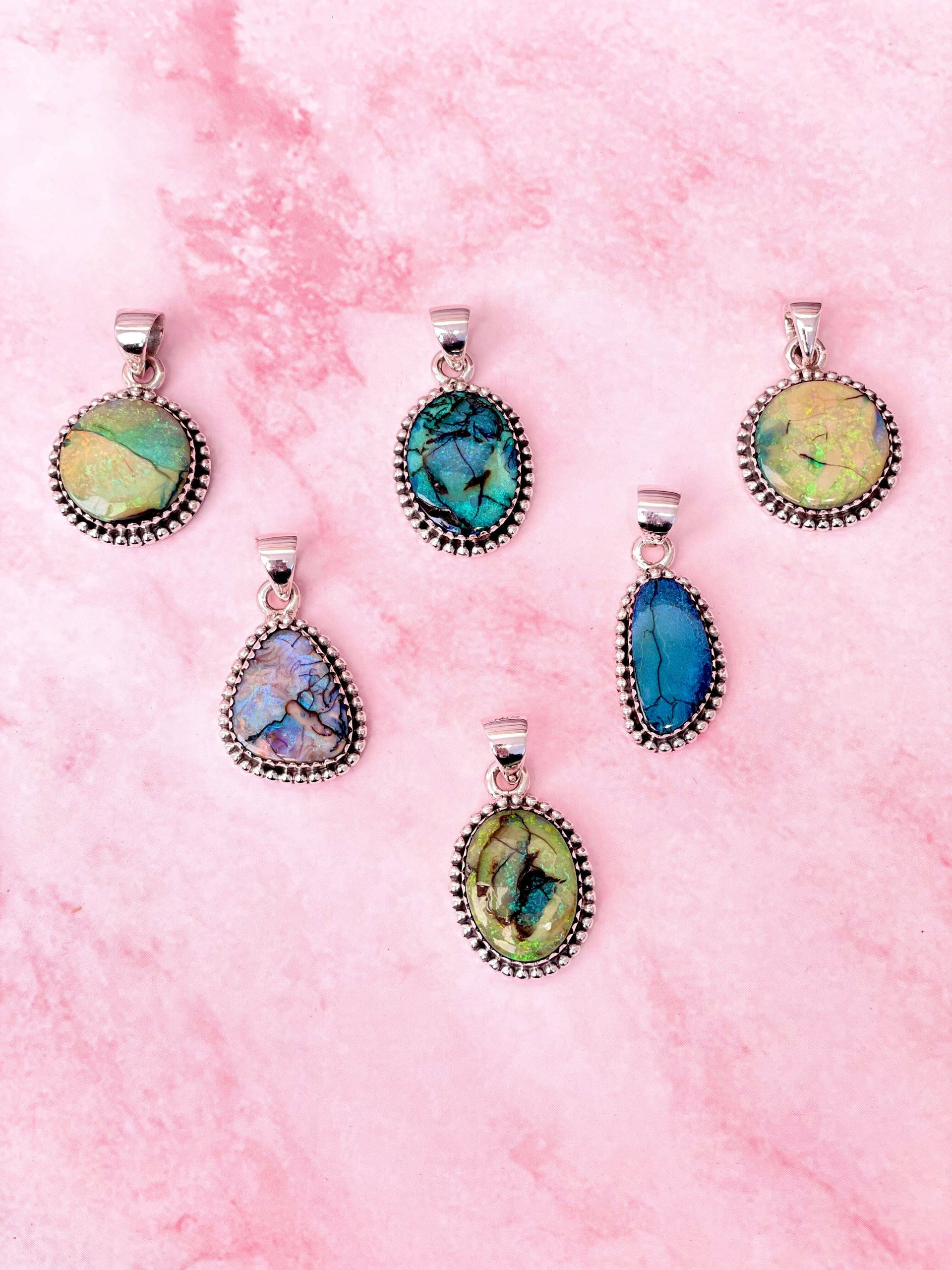 One Of A Kind Sterling Opal Slab Pendants-Necklaces-Krush Kandy, Women's Online Fashion Boutique Located in Phoenix, Arizona (Scottsdale Area)