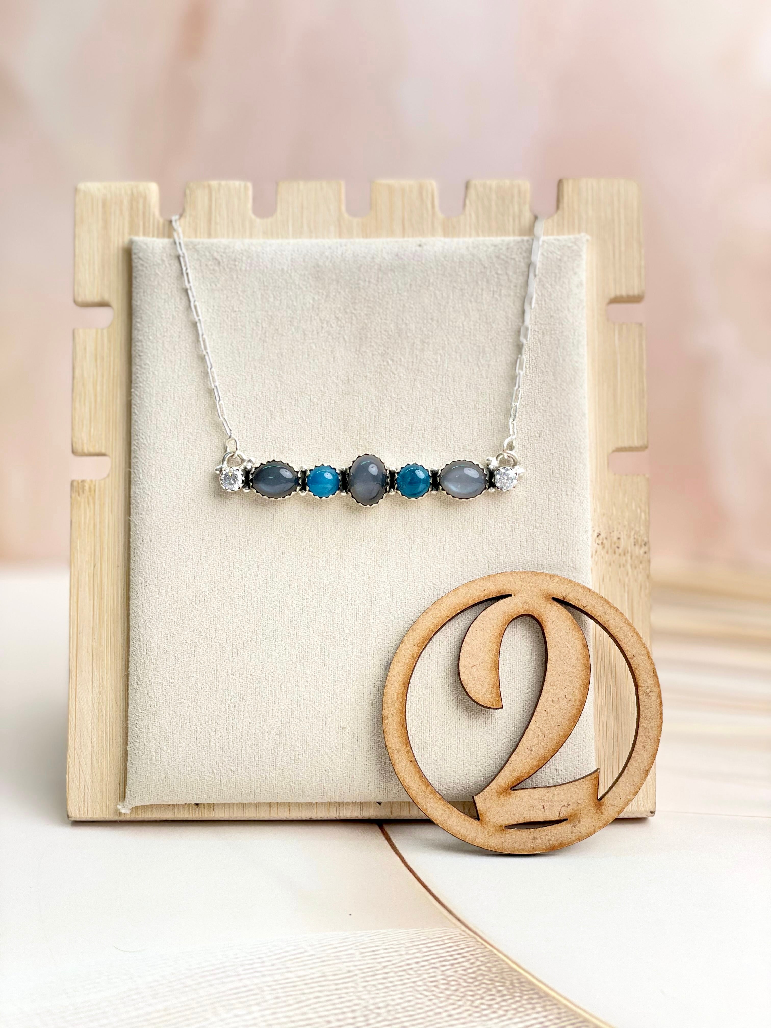 Grey Moonstone & Blue Apatite Necklace Sno 13-Necklaces-Krush Kandy, Women's Online Fashion Boutique Located in Phoenix, Arizona (Scottsdale Area)