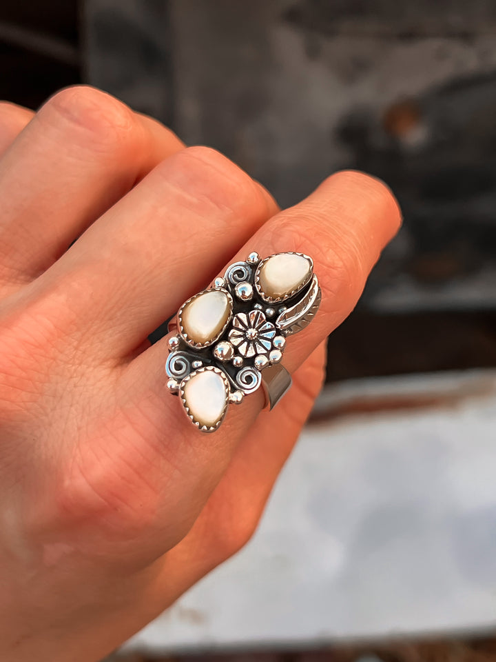 The Henley Triple Stone Flower Ring | Multiple Stone Options! PRE-ORDER-ring-Krush Kandy, Women's Online Fashion Boutique Located in Phoenix, Arizona (Scottsdale Area)
