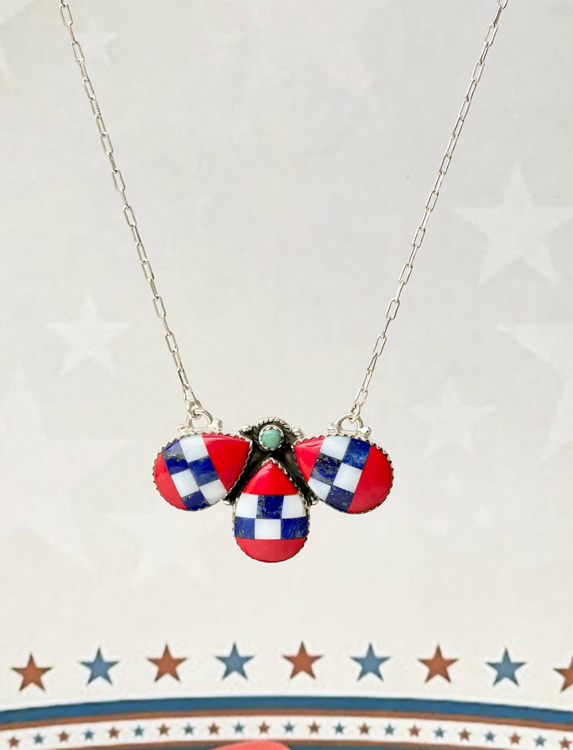 Checkered and Stripes Petals Necklace-Necklaces-Krush Kandy, Women's Online Fashion Boutique Located in Phoenix, Arizona (Scottsdale Area)