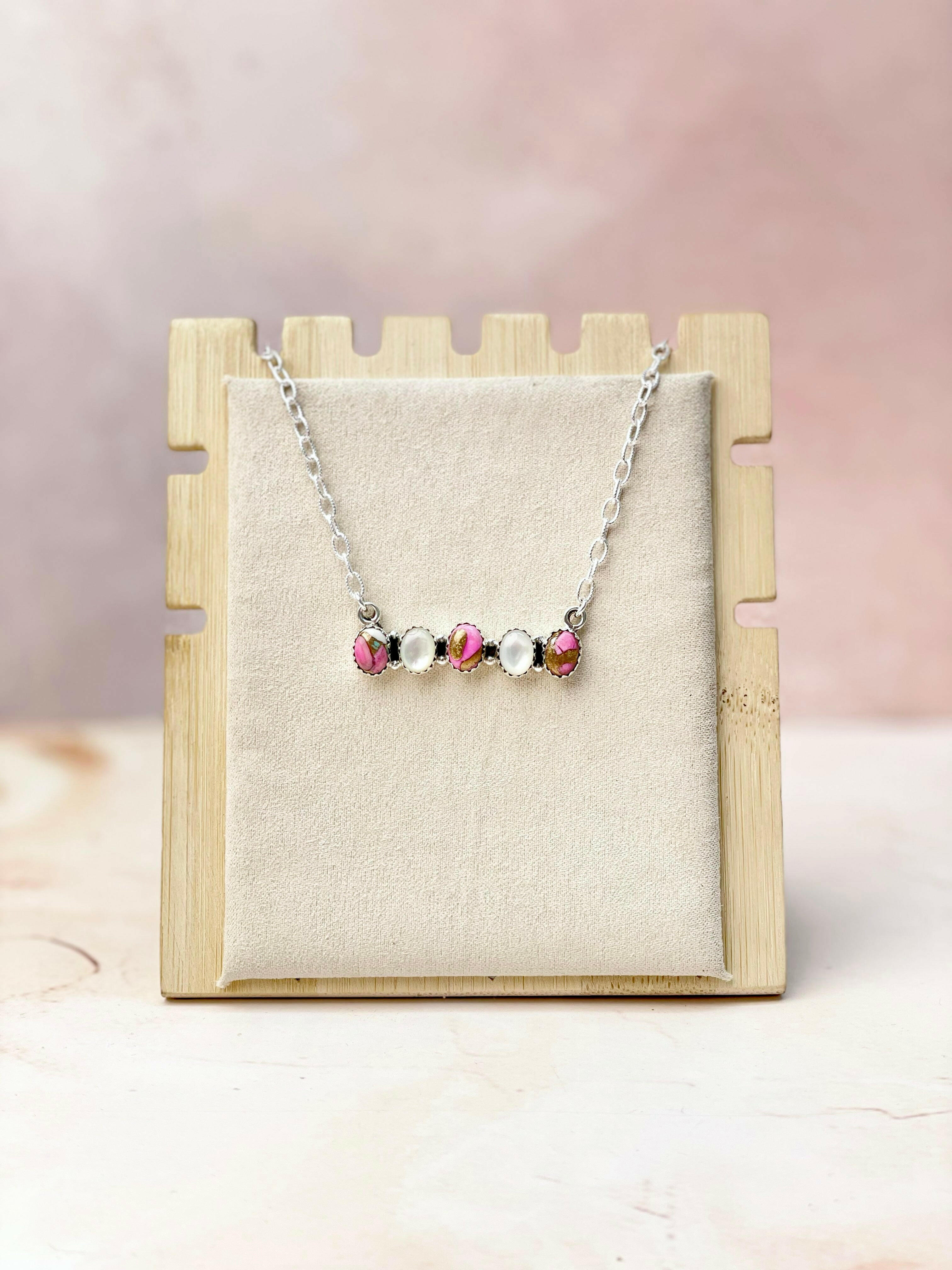 Multi Gem and MOP Bar Necklace-Necklaces-Krush Kandy, Women's Online Fashion Boutique Located in Phoenix, Arizona (Scottsdale Area)