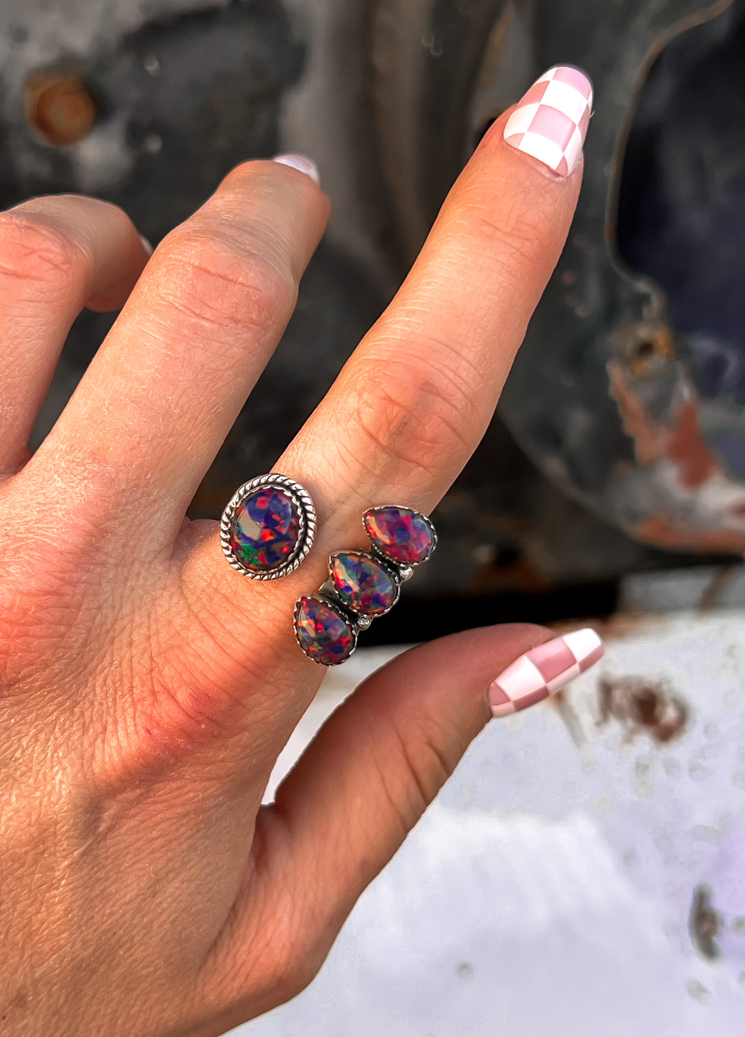 The Cutest Baby Opal Cluster Ring | Krush Original-Rings-Krush Kandy, Women's Online Fashion Boutique Located in Phoenix, Arizona (Scottsdale Area)