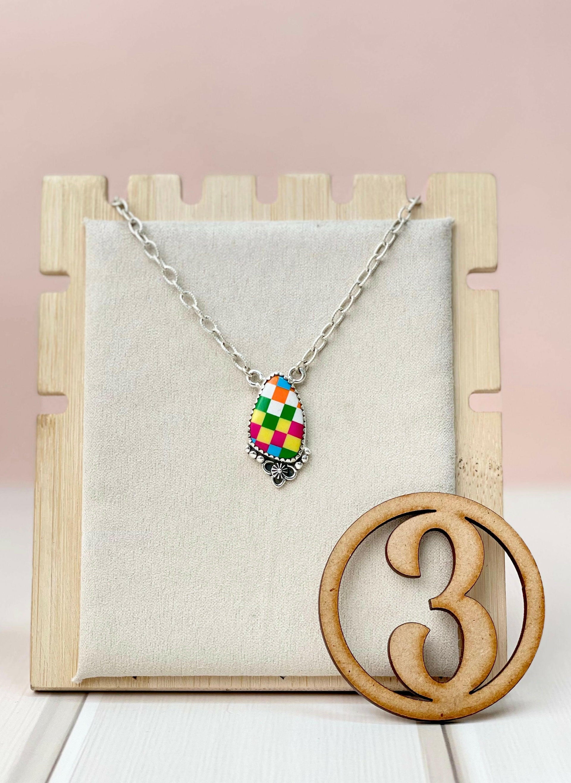 Summer Checkered Chain Pendants-Necklaces-Krush Kandy, Women's Online Fashion Boutique Located in Phoenix, Arizona (Scottsdale Area)