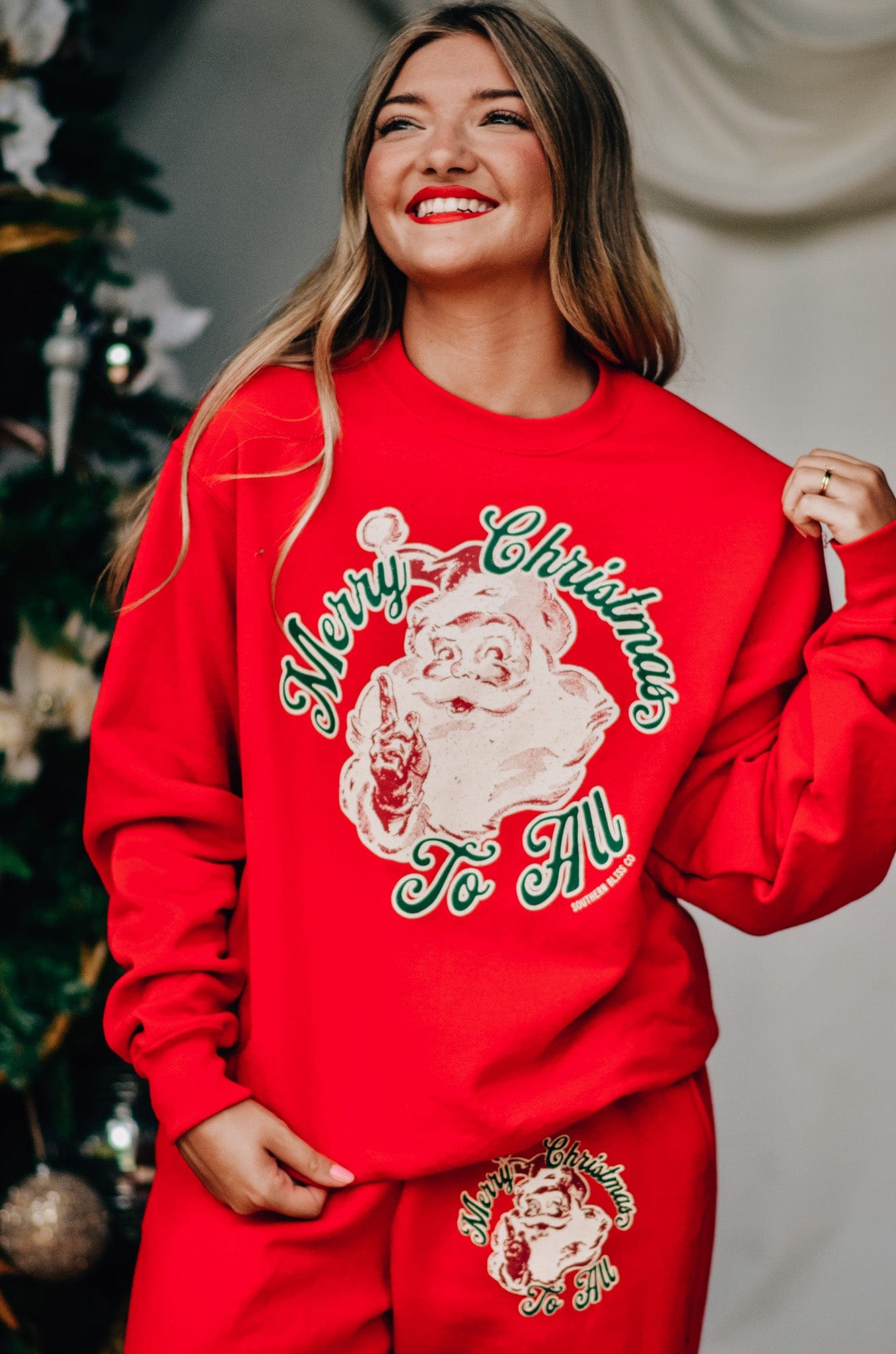 Vintage Santa Red Sweatshirt-Krush Kandy, Women's Online Fashion Boutique Located in Phoenix, Arizona (Scottsdale Area)
