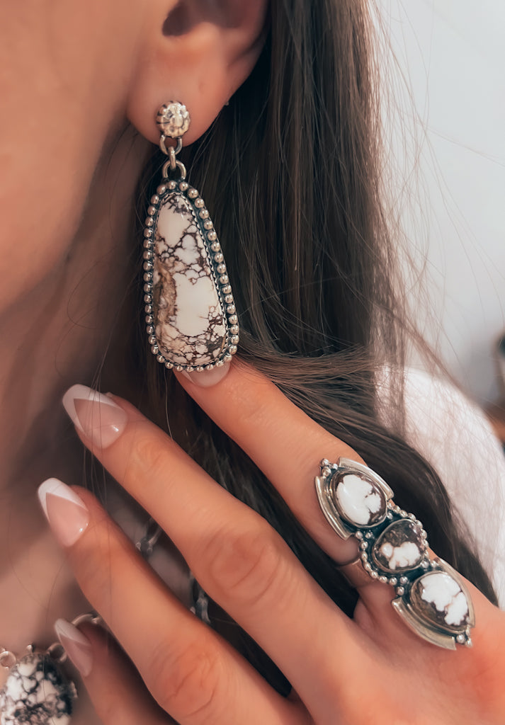 Concho Stud Post Stone Drop Slab Earrings-Earrings-Krush Kandy, Women's Online Fashion Boutique Located in Phoenix, Arizona (Scottsdale Area)