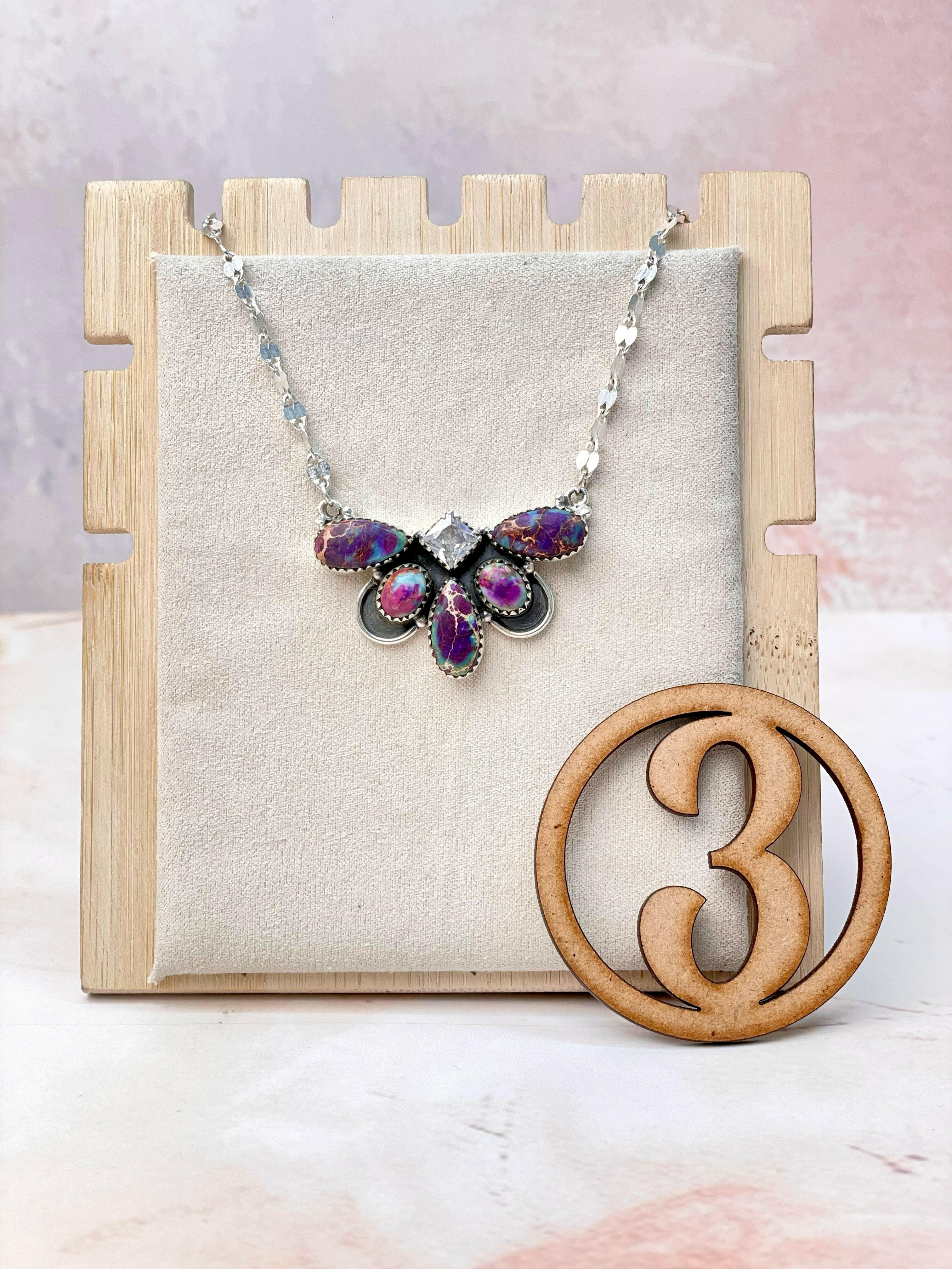 Desert Jasper Half Flower Necklace-Necklaces-Krush Kandy, Women's Online Fashion Boutique Located in Phoenix, Arizona (Scottsdale Area)