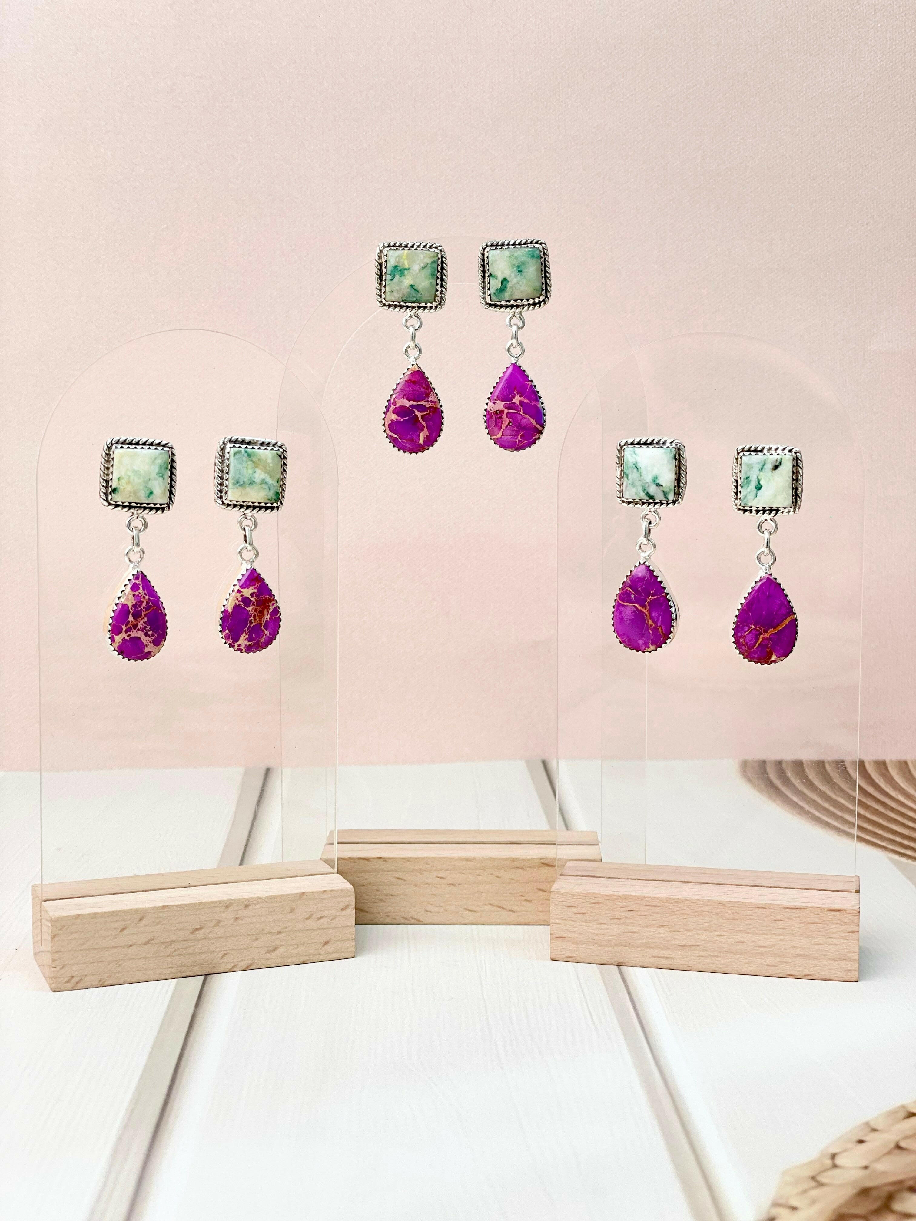 One of a Kind Desert Jasper Slab Earrings-Earrings-Krush Kandy, Women's Online Fashion Boutique Located in Phoenix, Arizona (Scottsdale Area)