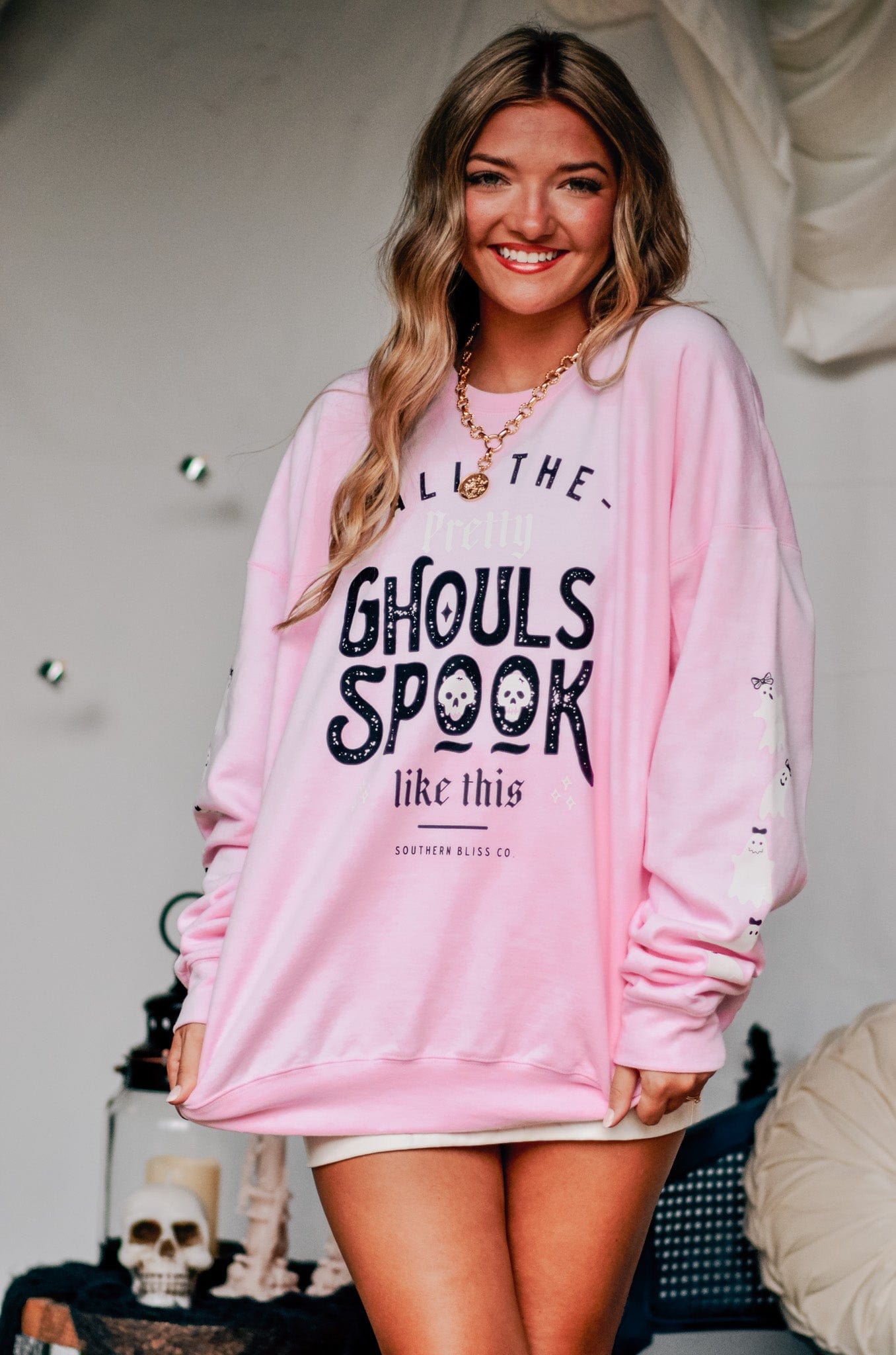 All The Pretty Ghouls Sweatshirt-Krush Kandy, Women's Online Fashion Boutique Located in Phoenix, Arizona (Scottsdale Area)