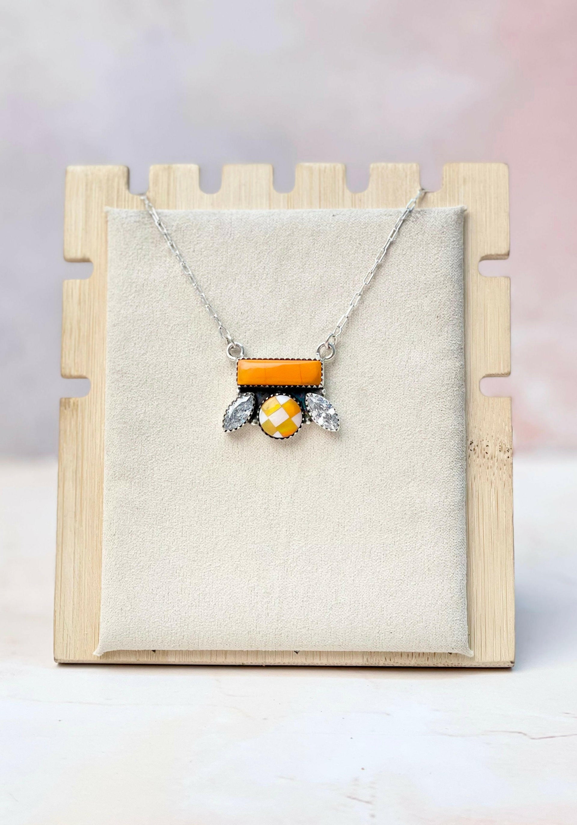 Tangerine Rosarita and Aurora Opal CZ Chain Necklace-Necklaces-Krush Kandy, Women's Online Fashion Boutique Located in Phoenix, Arizona (Scottsdale Area)