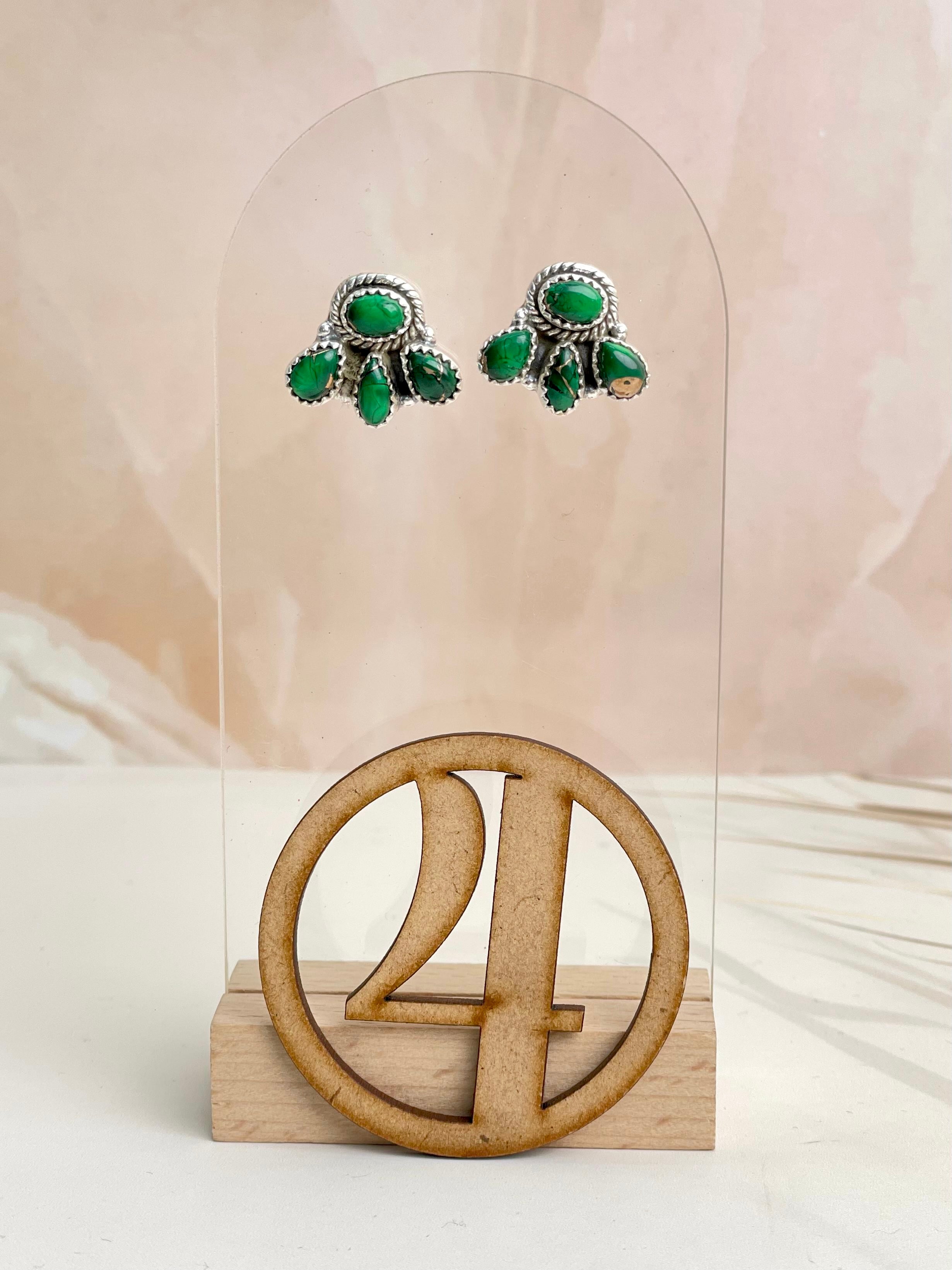 Irish Green Dahlia Studs sno 1-Earrings-Krush Kandy, Women's Online Fashion Boutique Located in Phoenix, Arizona (Scottsdale Area)