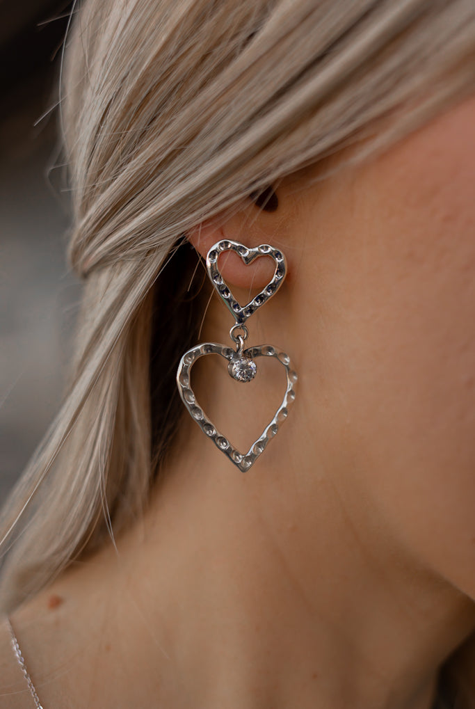Front View. Double The Love Sterling Silver Single Stone Earrings | PREORDER NOW OPEN-Earrings-Krush Kandy, Women's Online Fashion Boutique Located in Phoenix, Arizona (Scottsdale Area)