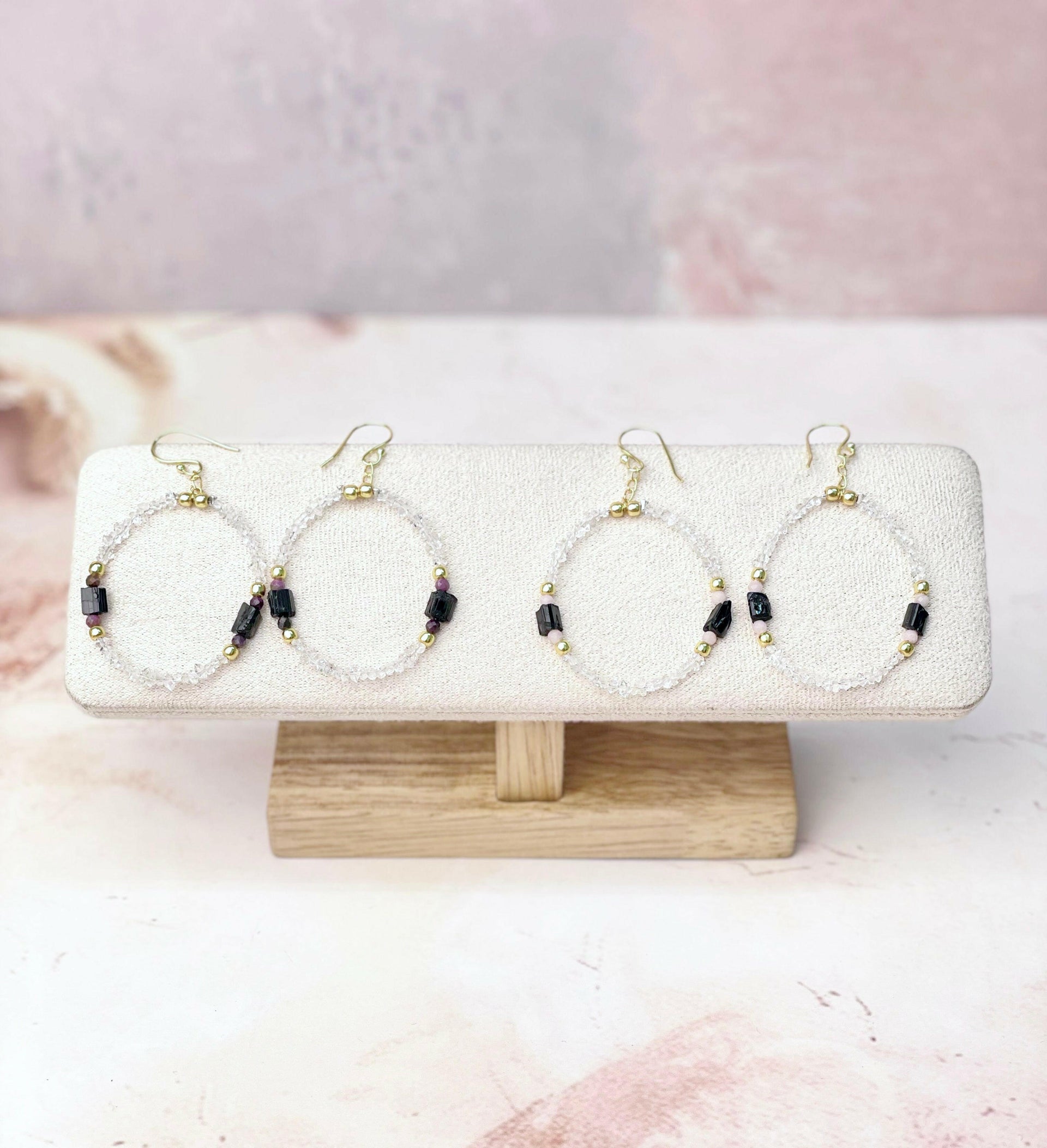 Herkimer Bling Multi Gem Black Tourmaline Earrings-Earrings-Krush Kandy, Women's Online Fashion Boutique Located in Phoenix, Arizona (Scottsdale Area)