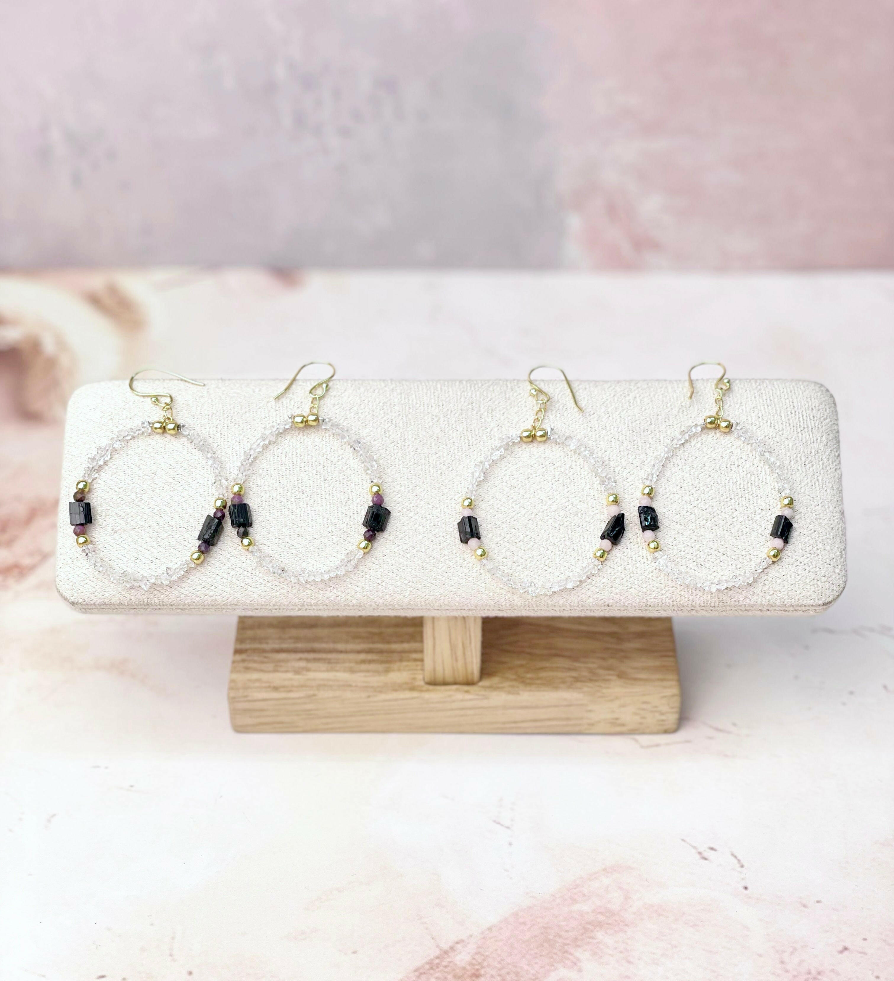 Herkimer Bling Multi Gem Black Tourmaline Earrings-Earrings-Krush Kandy, Women's Online Fashion Boutique Located in Phoenix, Arizona (Scottsdale Area)