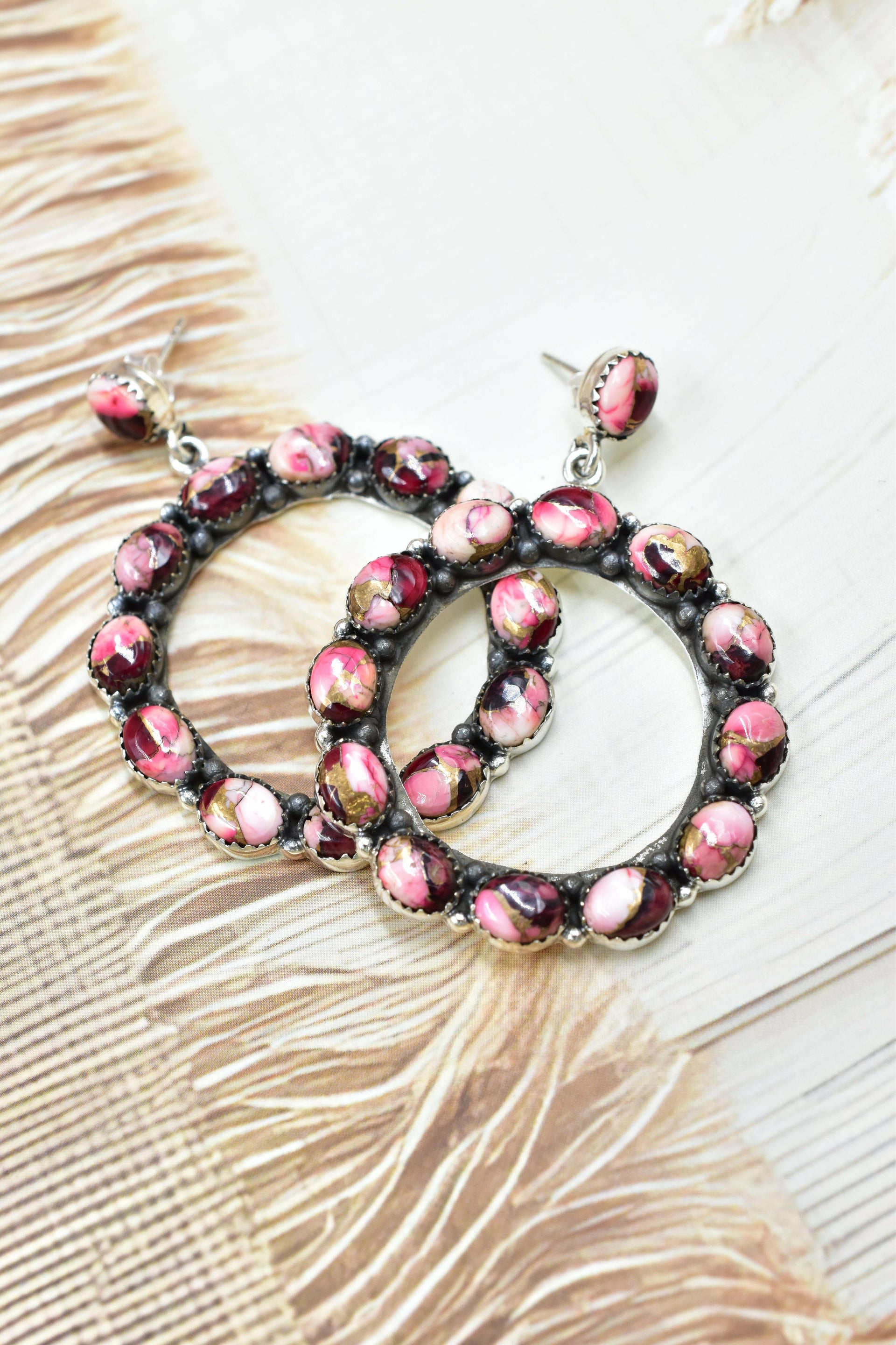 Ariana's Stone Hoop Earrings-Earrings-Krush Kandy, Women's Online Fashion Boutique Located in Phoenix, Arizona (Scottsdale Area)