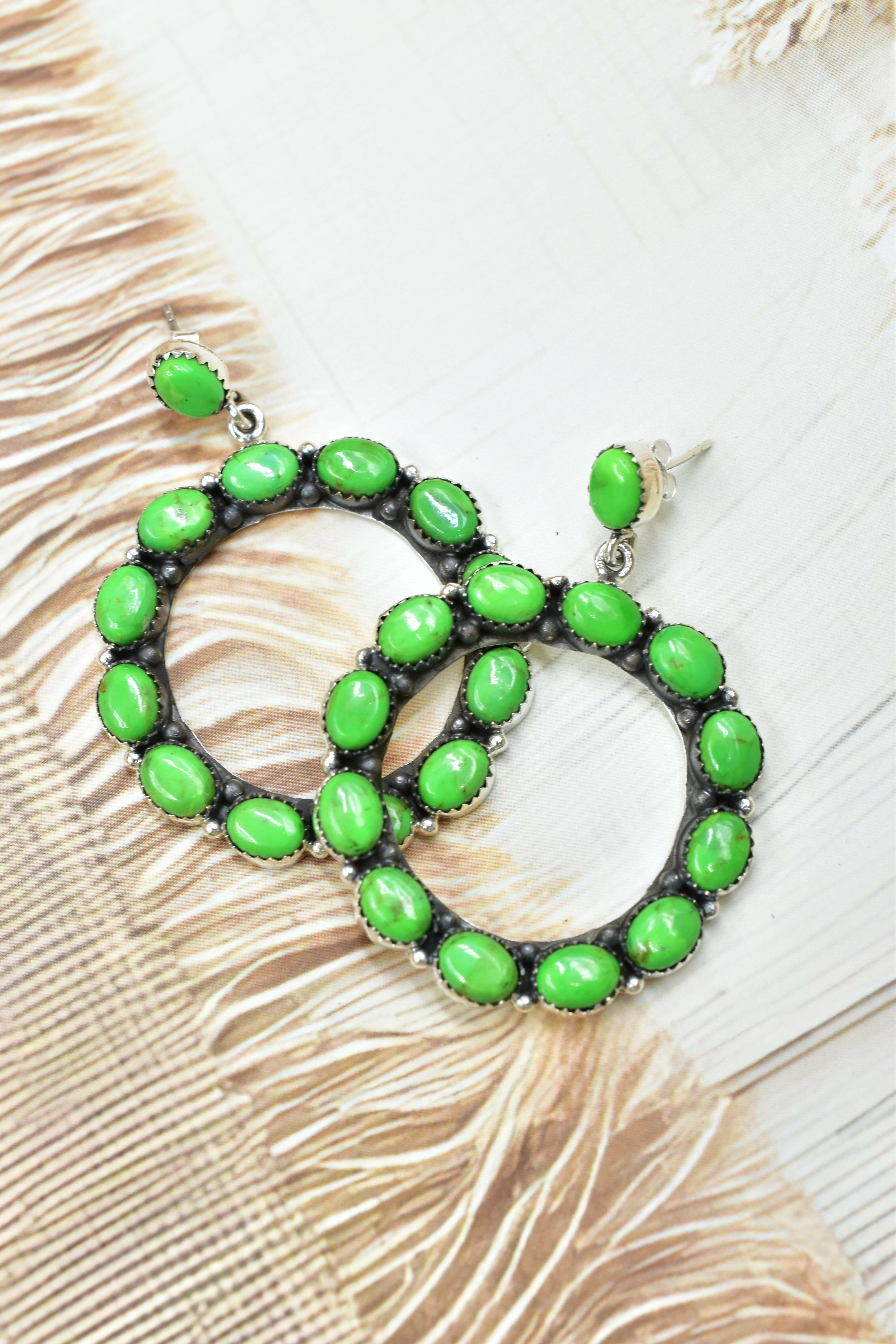 Ariana's Stone Hoop Earrings-Earrings-Krush Kandy, Women's Online Fashion Boutique Located in Phoenix, Arizona (Scottsdale Area)