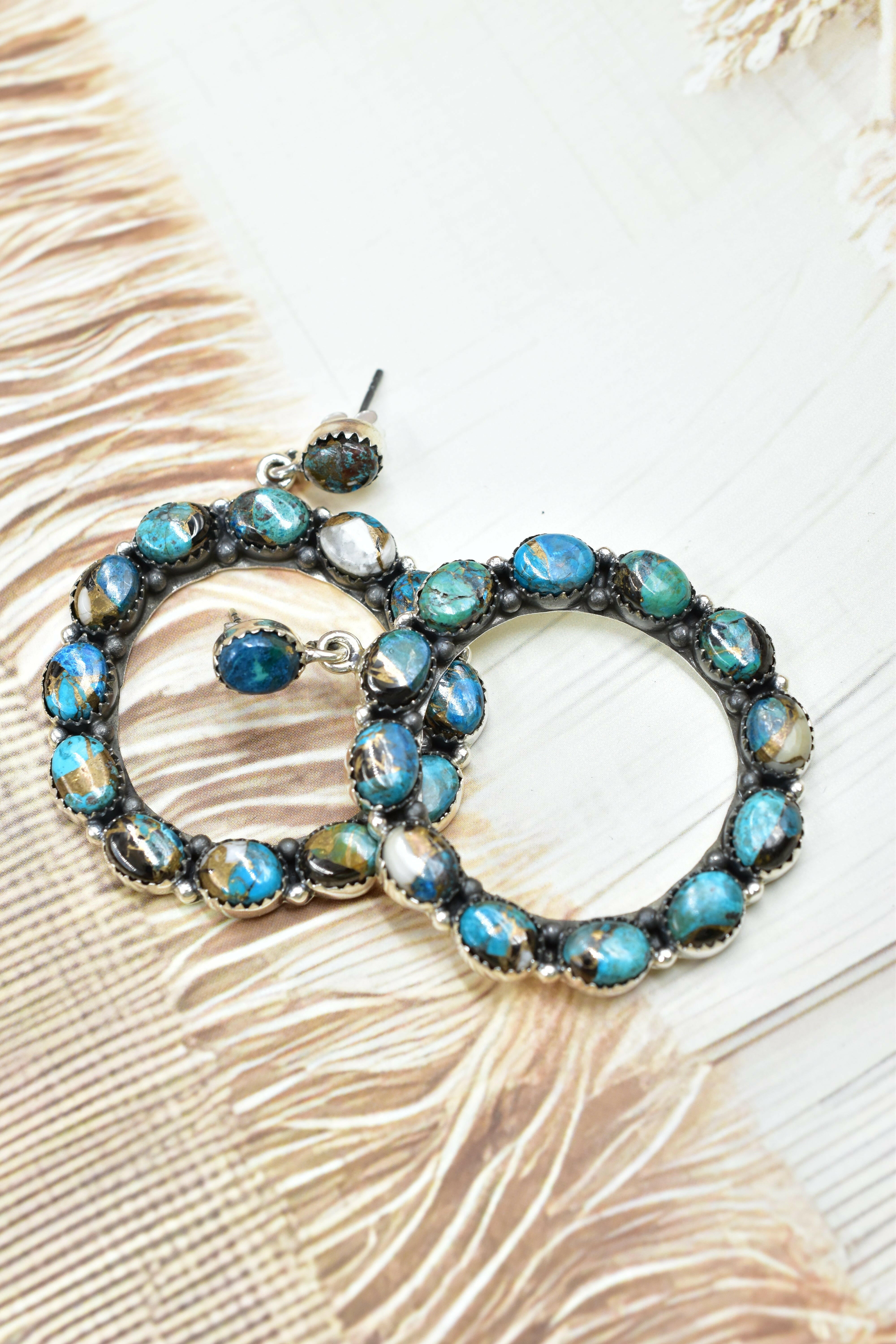 Ariana's Stone Hoop Earrings-Earrings-Krush Kandy, Women's Online Fashion Boutique Located in Phoenix, Arizona (Scottsdale Area)