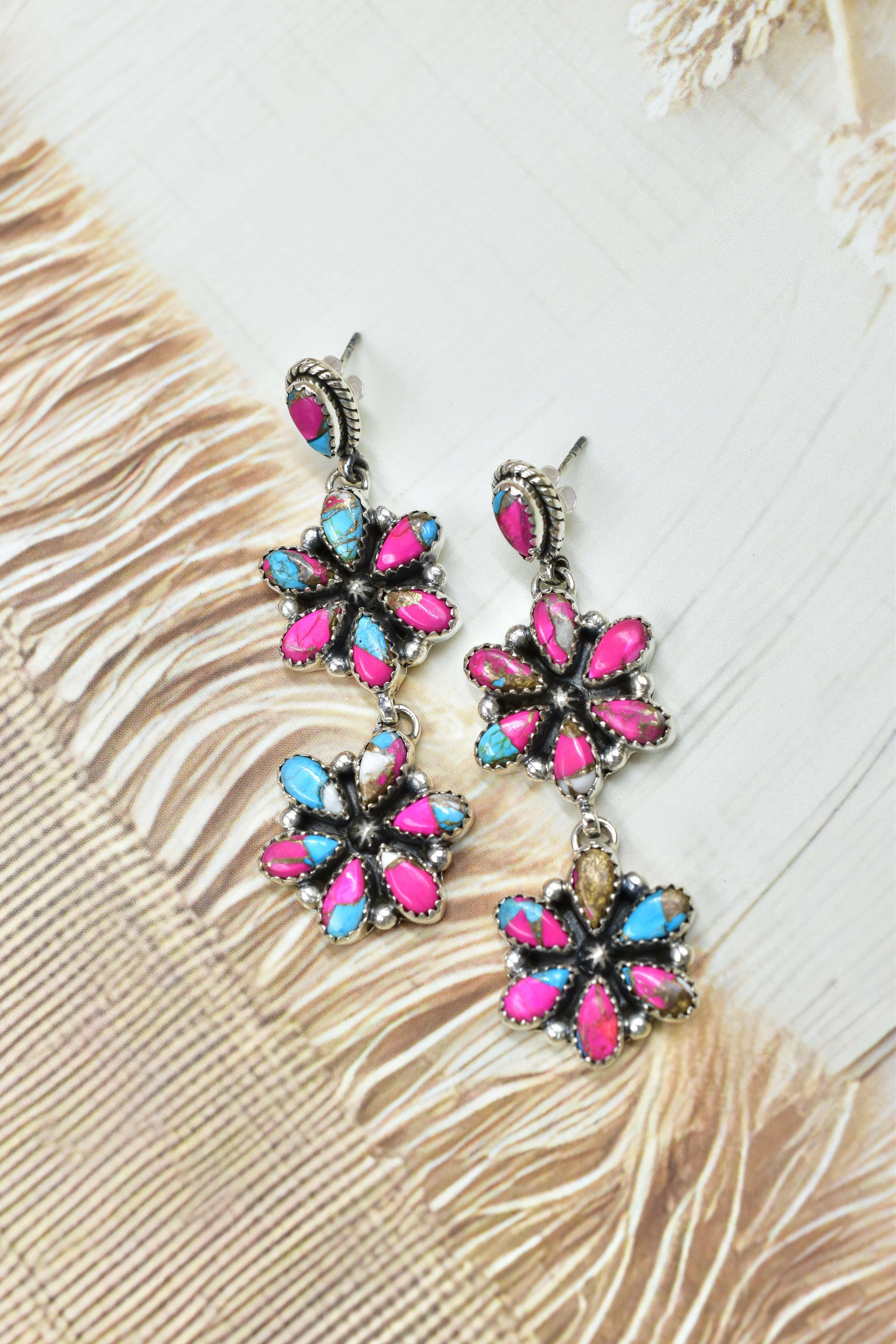 Serenity's Cluster Stone Drop Earrings-Earrings-Krush Kandy, Women's Online Fashion Boutique Located in Phoenix, Arizona (Scottsdale Area)