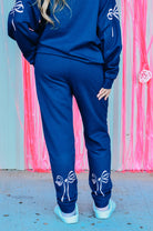 Navy Bow Joggers-Krush Kandy, Women's Online Fashion Boutique Located in Phoenix, Arizona (Scottsdale Area)