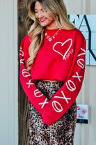 Hugs & Kisses Red Sweatshirt-Krush Kandy, Women's Online Fashion Boutique Located in Phoenix, Arizona (Scottsdale Area)