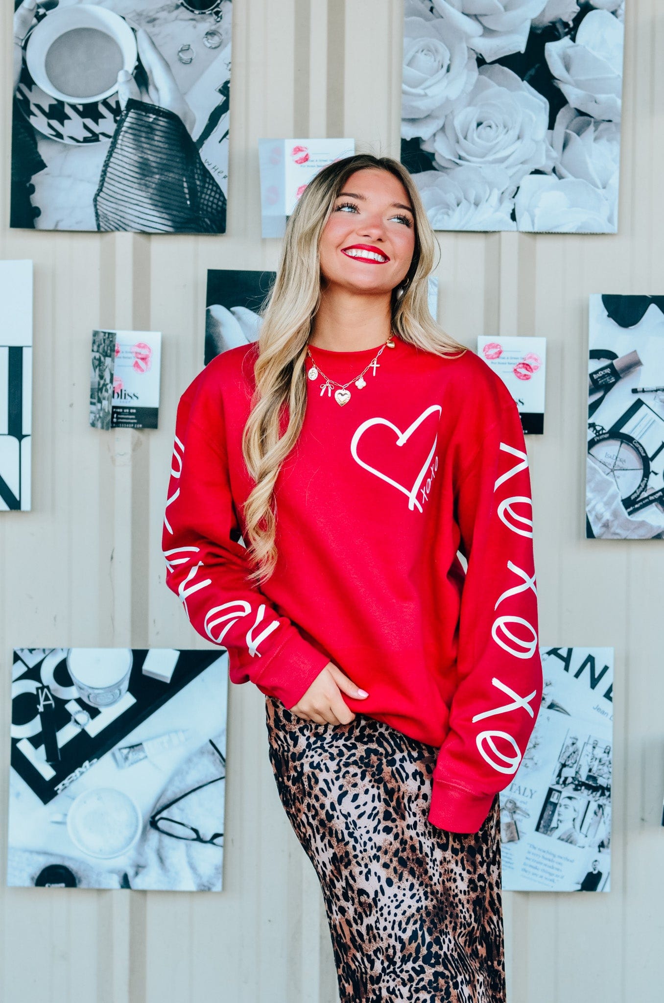 Hugs & Kisses Red Sweatshirt-Krush Kandy, Women's Online Fashion Boutique Located in Phoenix, Arizona (Scottsdale Area)