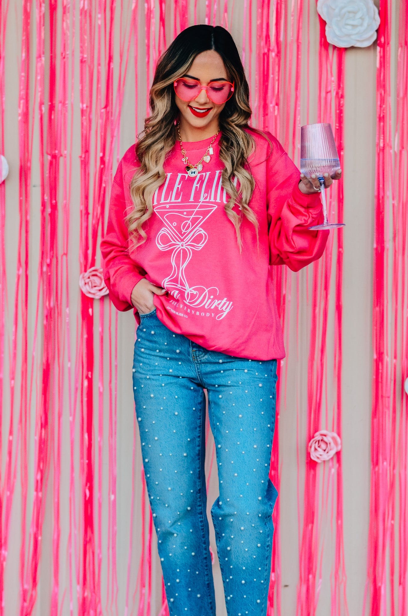 Little Flirty Extra Dirty Pink Sweatshirt-Krush Kandy, Women's Online Fashion Boutique Located in Phoenix, Arizona (Scottsdale Area)