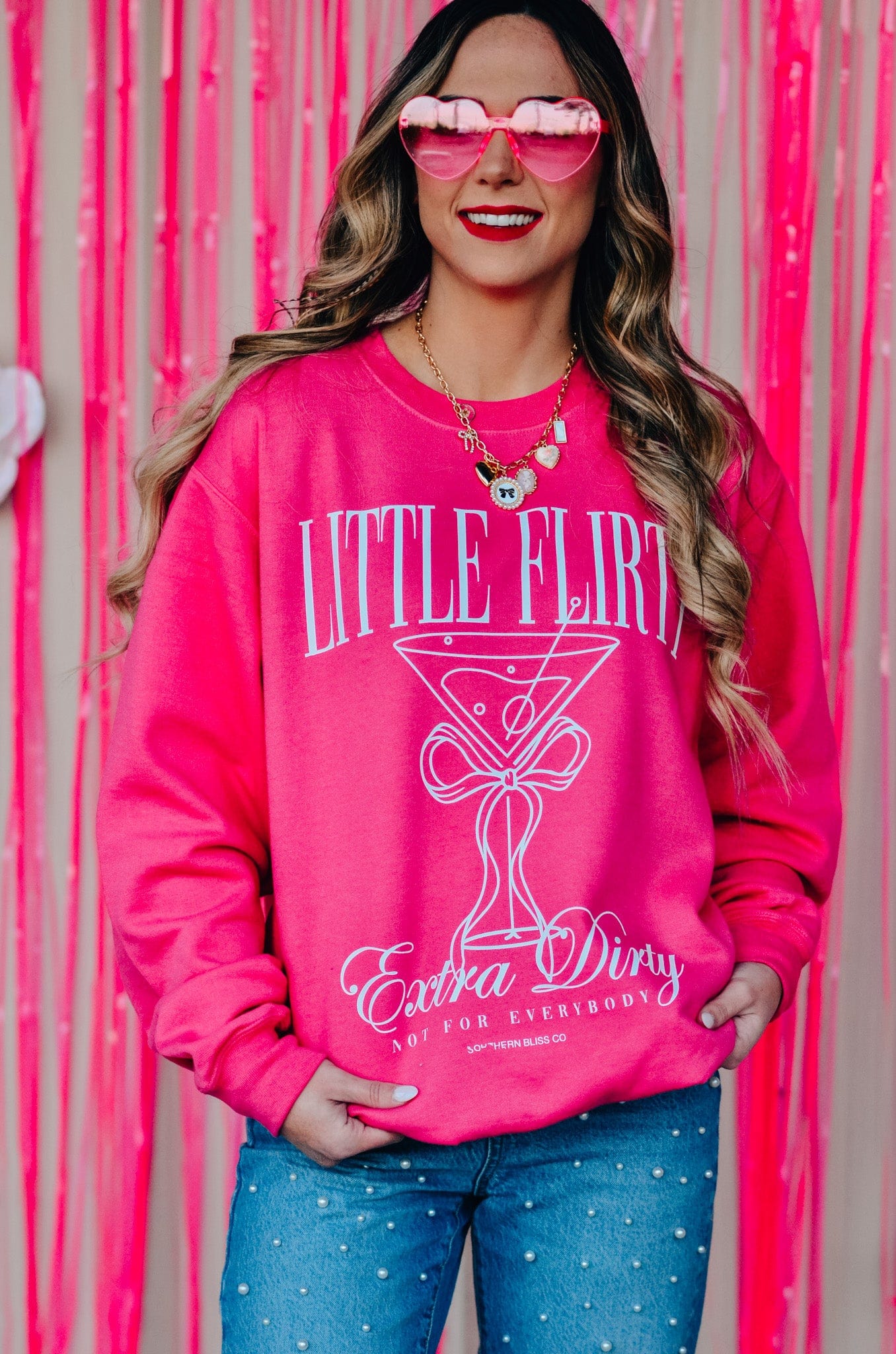 Little Flirty Extra Dirty Pink Sweatshirt-Krush Kandy, Women's Online Fashion Boutique Located in Phoenix, Arizona (Scottsdale Area)