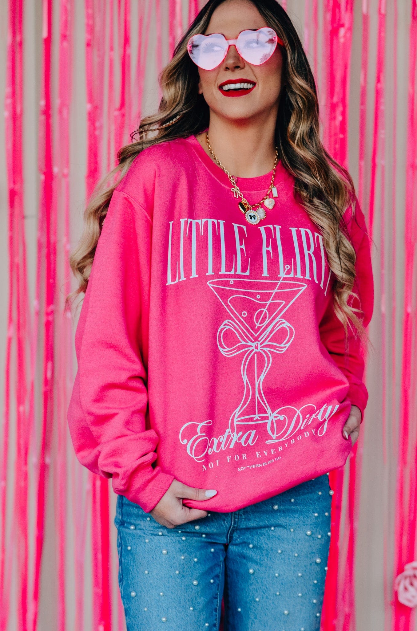 Little Flirty Extra Dirty Pink Sweatshirt-Krush Kandy, Women's Online Fashion Boutique Located in Phoenix, Arizona (Scottsdale Area)