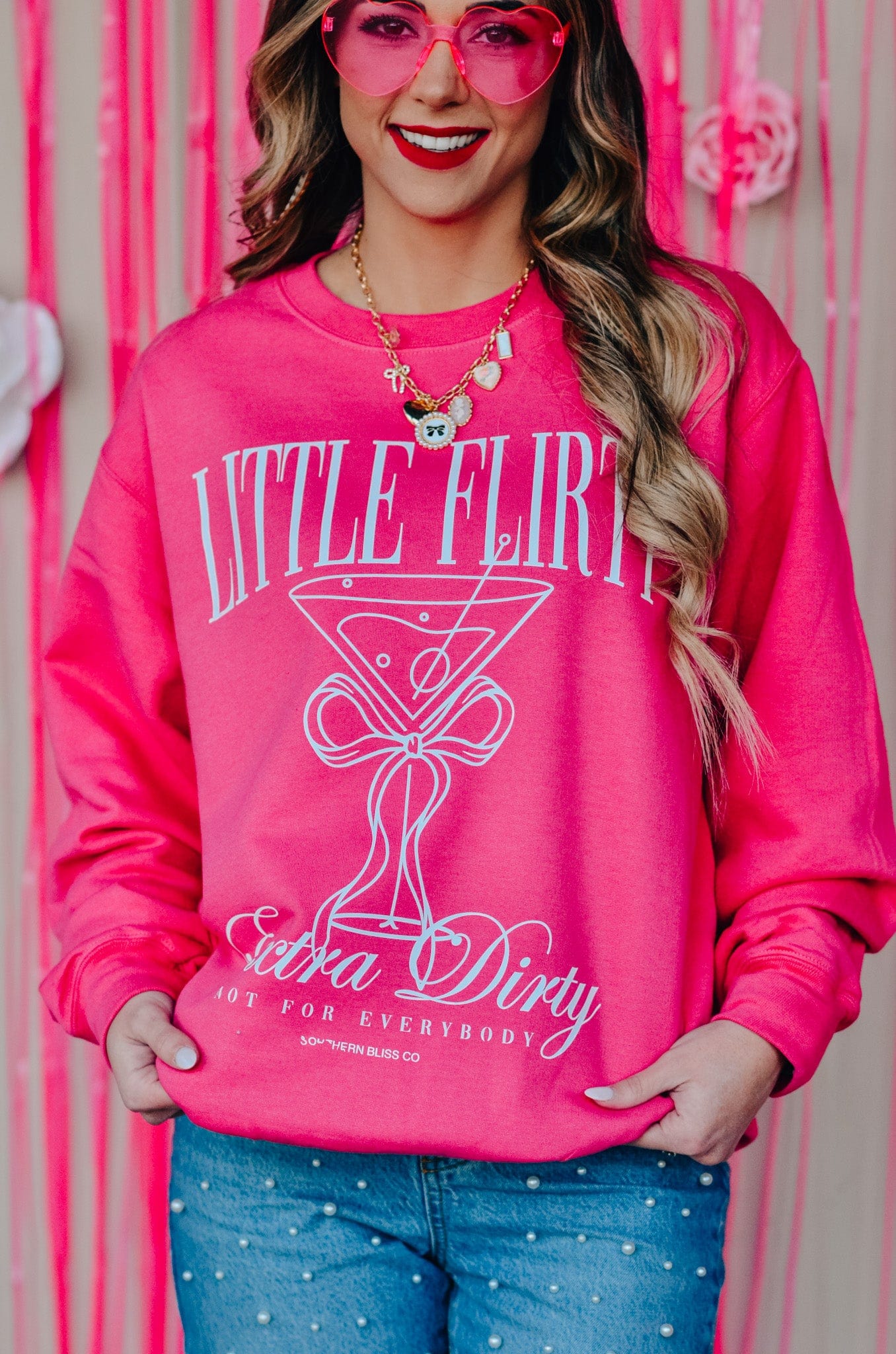 Little Flirty Extra Dirty Pink Sweatshirt-Krush Kandy, Women's Online Fashion Boutique Located in Phoenix, Arizona (Scottsdale Area)