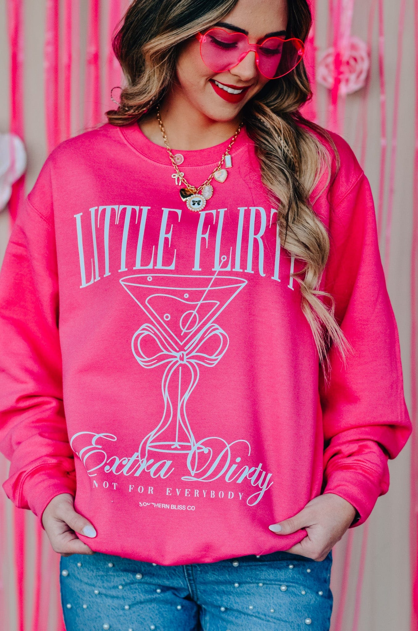 Little Flirty Extra Dirty Pink Sweatshirt-Krush Kandy, Women's Online Fashion Boutique Located in Phoenix, Arizona (Scottsdale Area)