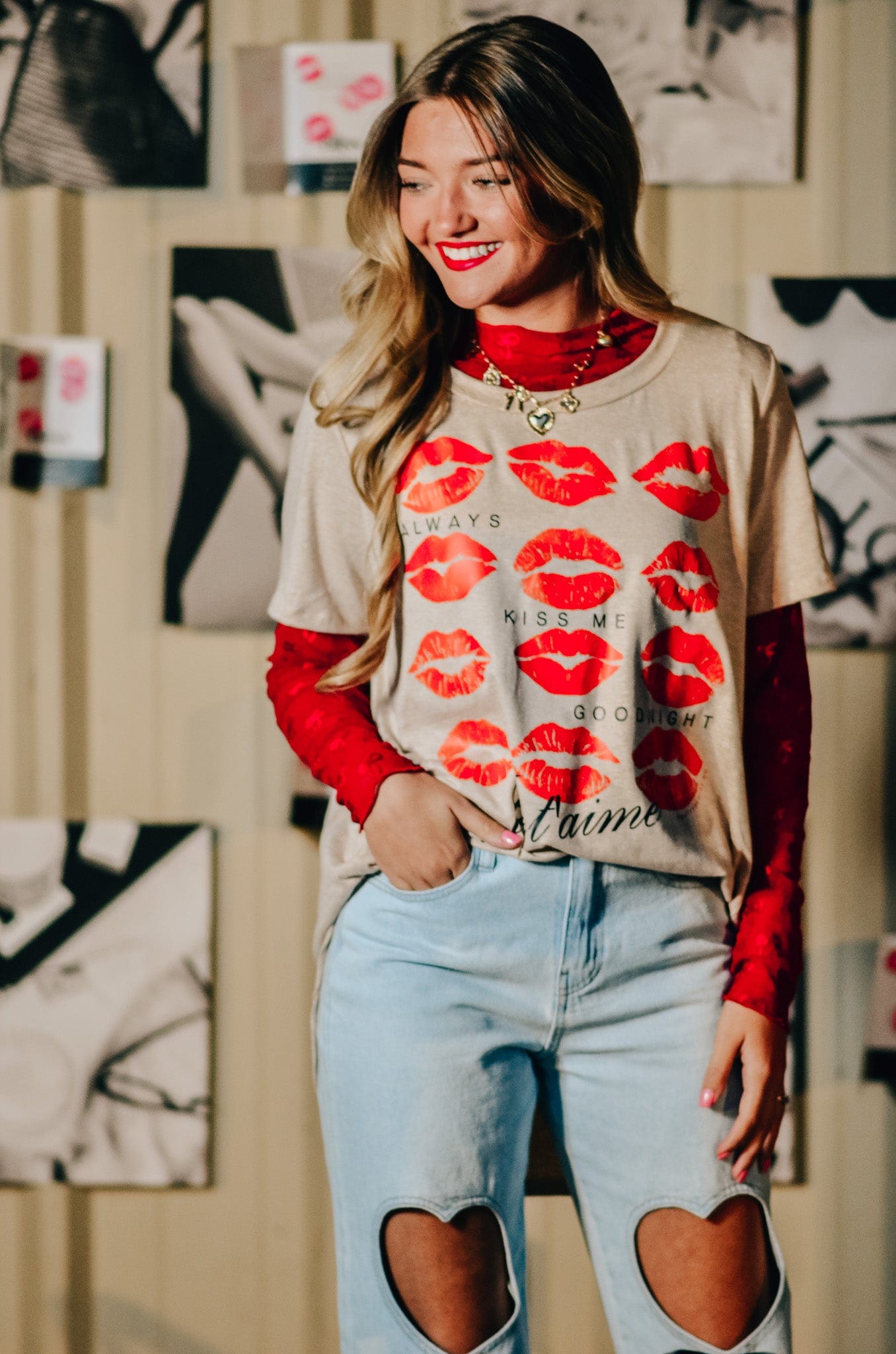 Always Kiss Me Goodnight Scoop Tee-Krush Kandy, Women's Online Fashion Boutique Located in Phoenix, Arizona (Scottsdale Area)