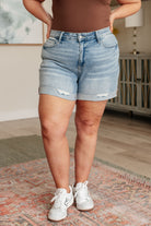 Darlene High Rise Distressed Cuffed Cutoff Shorts-Denim-Krush Kandy, Women's Online Fashion Boutique Located in Phoenix, Arizona (Scottsdale Area)