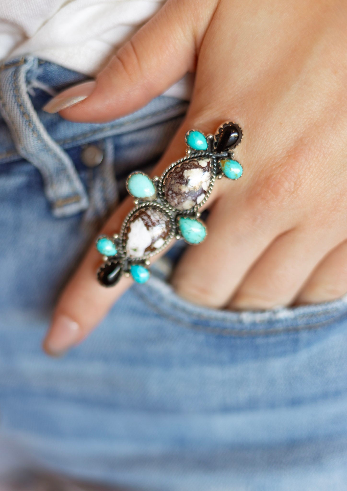Desert Moon Turquoise & Black Stone Statement Ring S.NO 2.jpeg