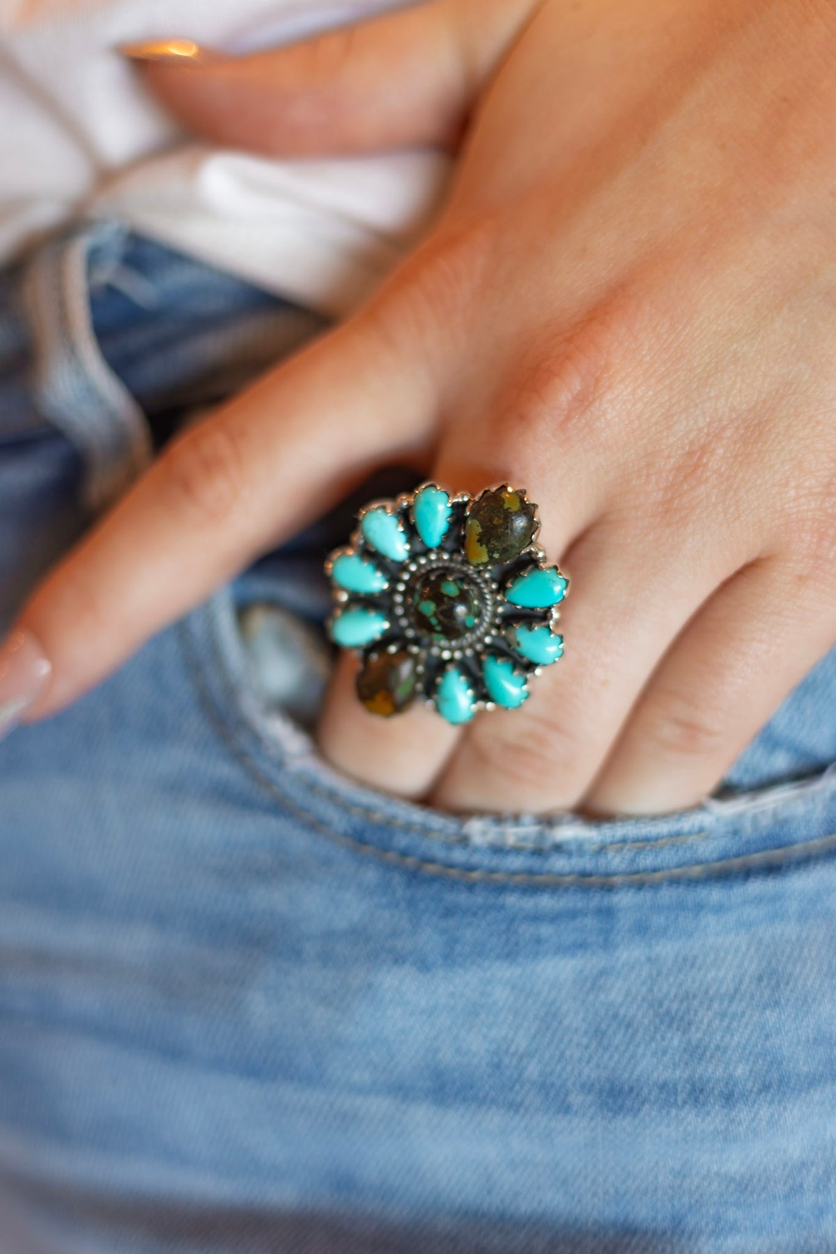 Desert Oasis Turquoise & Earthstone Floral Statement Ring S.NO 11.jpeg