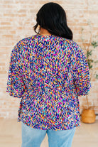 Dreamer Peplum Top in Painted Royal Multi-Long Sleeve Tops-Krush Kandy, Women's Online Fashion Boutique Located in Phoenix, Arizona (Scottsdale Area)