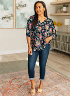 Dreamer Top in Navy and Pink Vintage Bouquet-Long Sleeve Tops-Krush Kandy, Women's Online Fashion Boutique Located in Phoenix, Arizona (Scottsdale Area)
