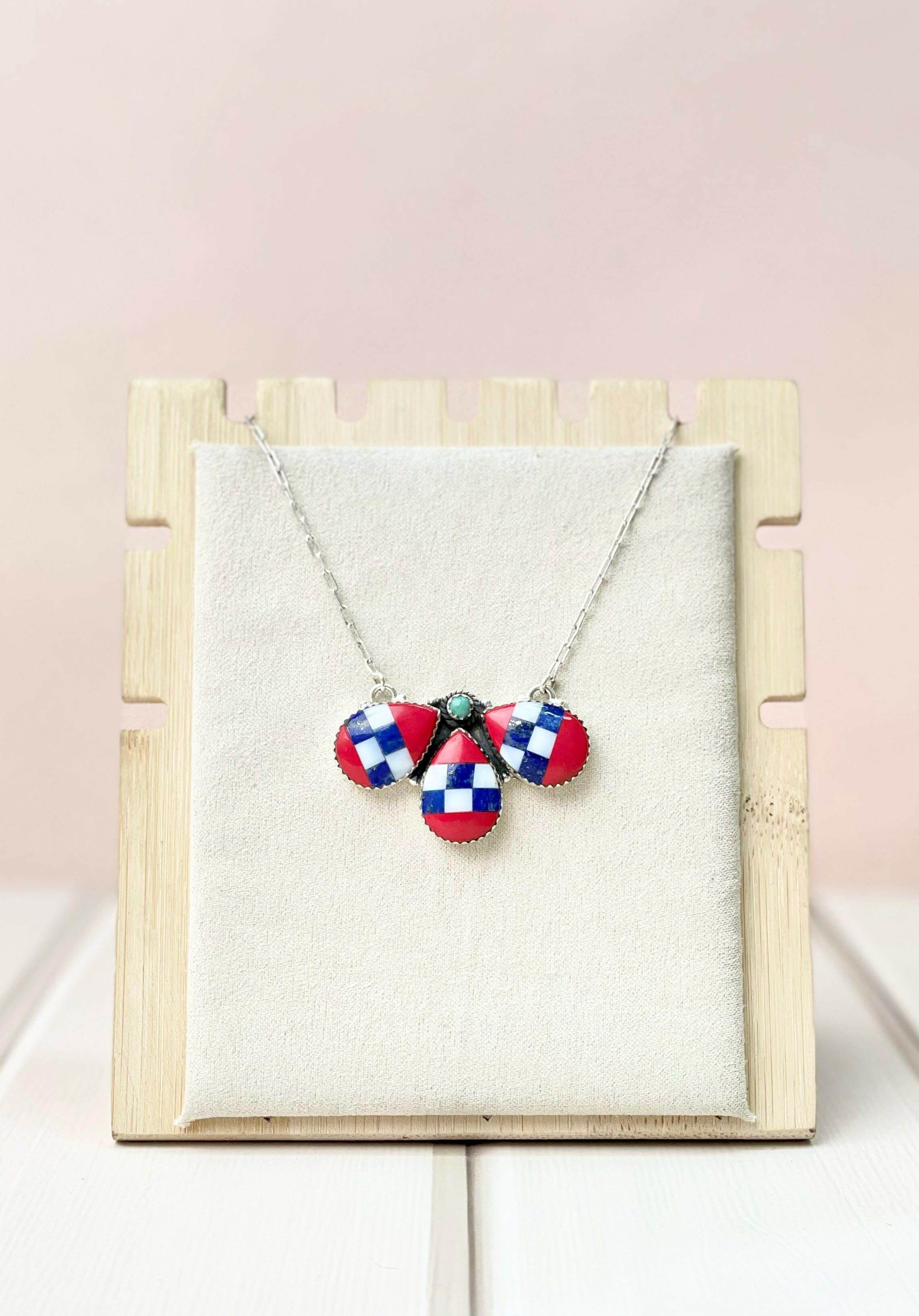 Checkered and Stripes Petals Necklace-Necklaces-Krush Kandy, Women's Online Fashion Boutique Located in Phoenix, Arizona (Scottsdale Area)