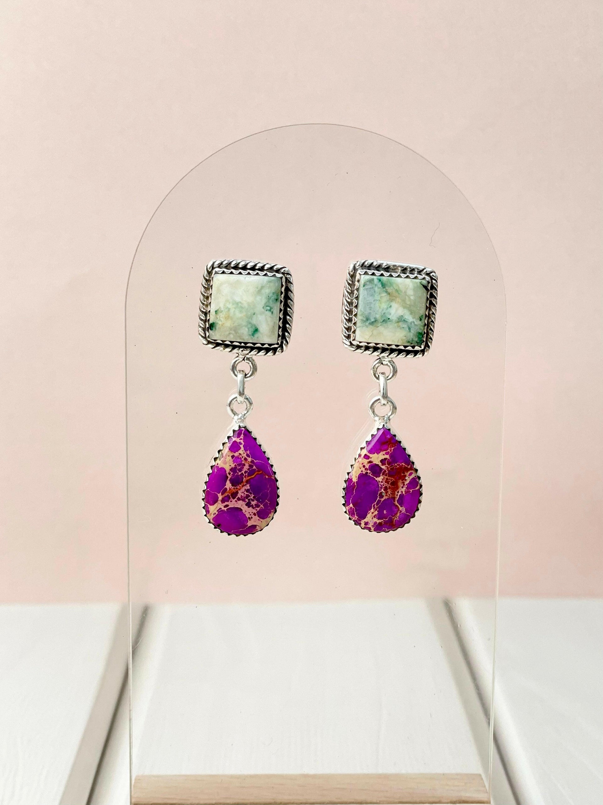 One of a Kind Desert Jasper Slab Earrings-Earrings-Krush Kandy, Women's Online Fashion Boutique Located in Phoenix, Arizona (Scottsdale Area)