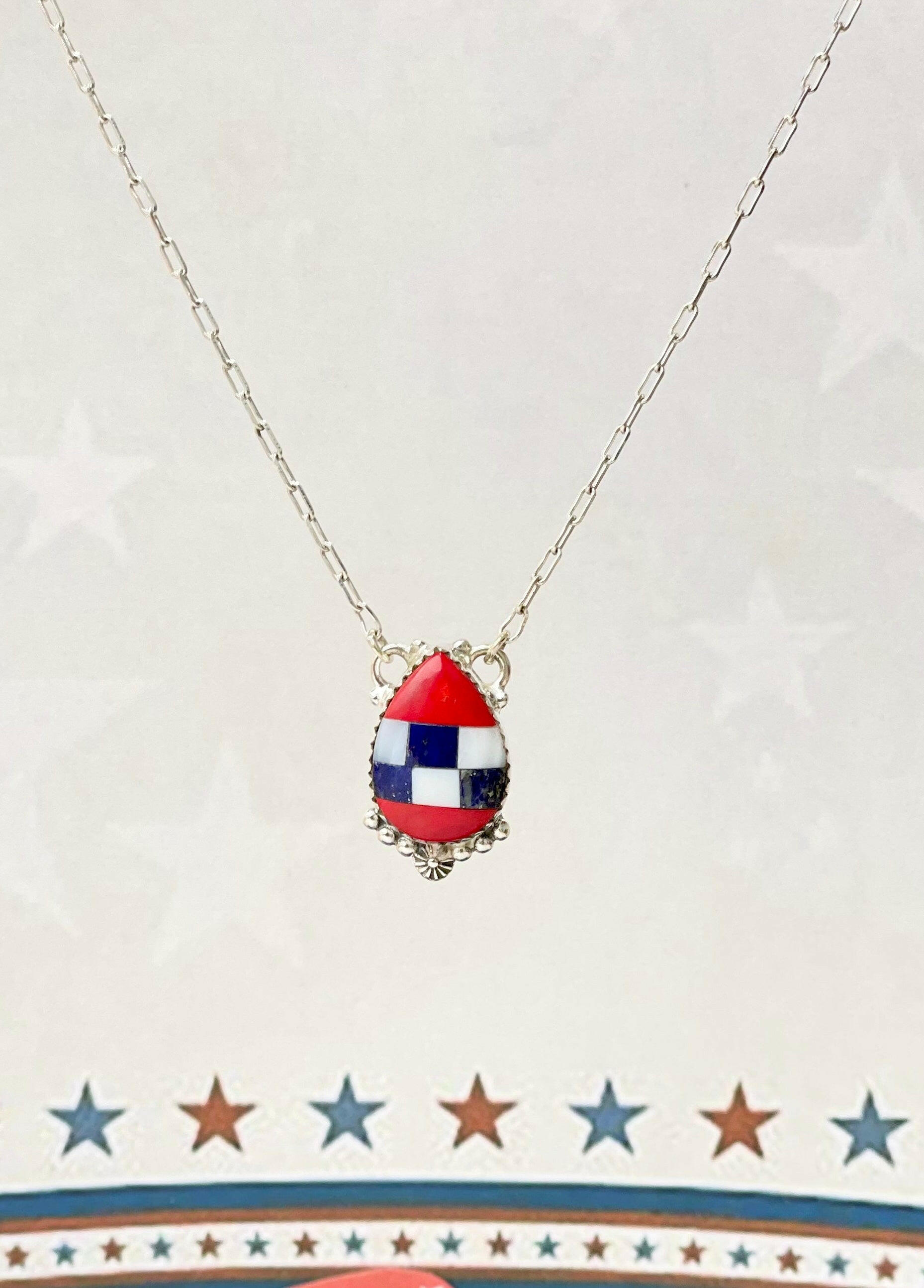 Checkered and Stripes Pear Drop Necklace-Necklaces-Krush Kandy, Women's Online Fashion Boutique Located in Phoenix, Arizona (Scottsdale Area)