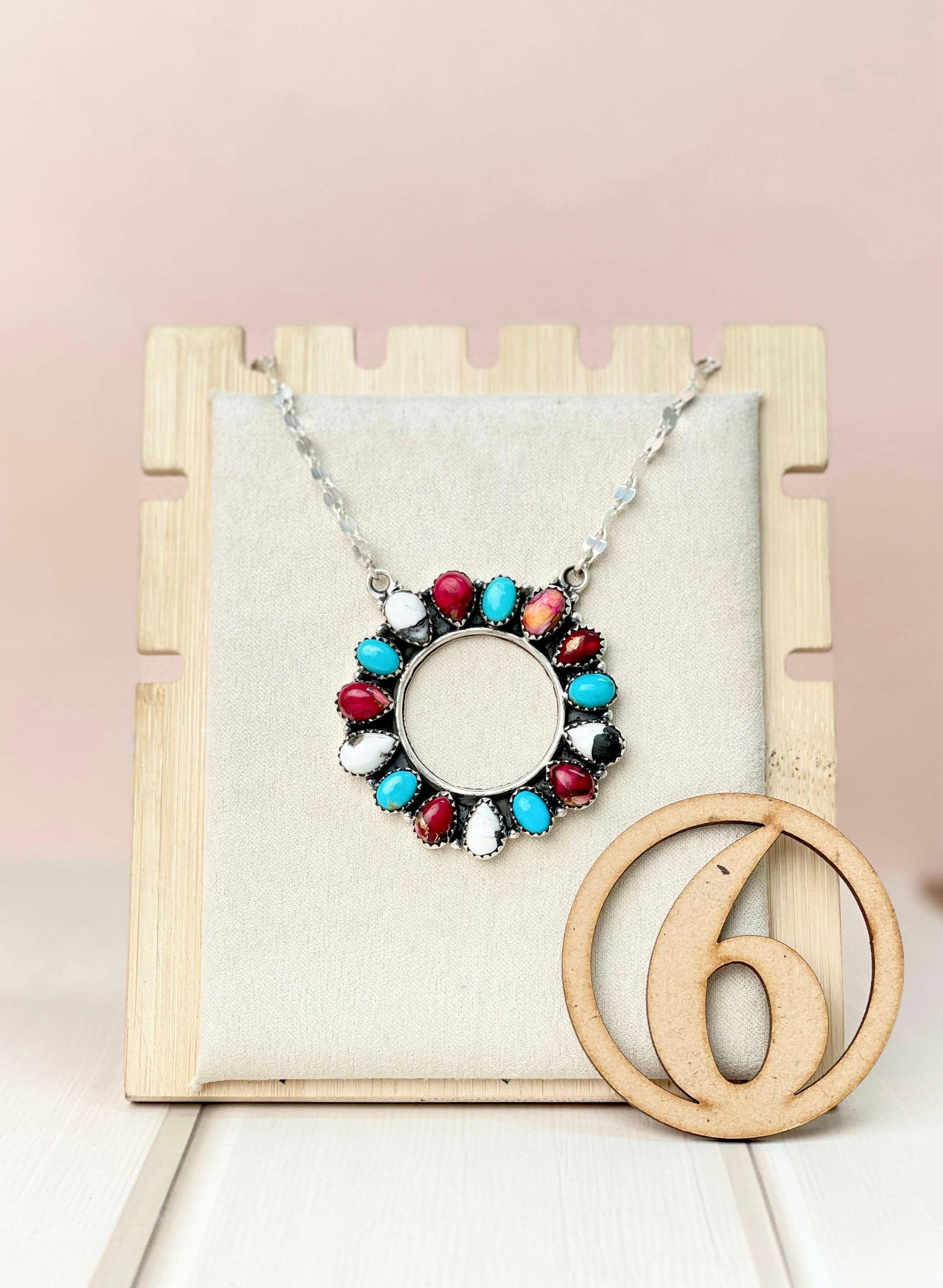 Canyon Dreams Halo Multistone Necklace-Necklaces-Krush Kandy, Women's Online Fashion Boutique Located in Phoenix, Arizona (Scottsdale Area)