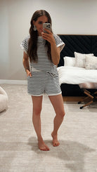 Kira Striped Lounge Top and Shorts Set-Loungewear-Krush Kandy, Women's Online Fashion Boutique Located in Phoenix, Arizona (Scottsdale Area)