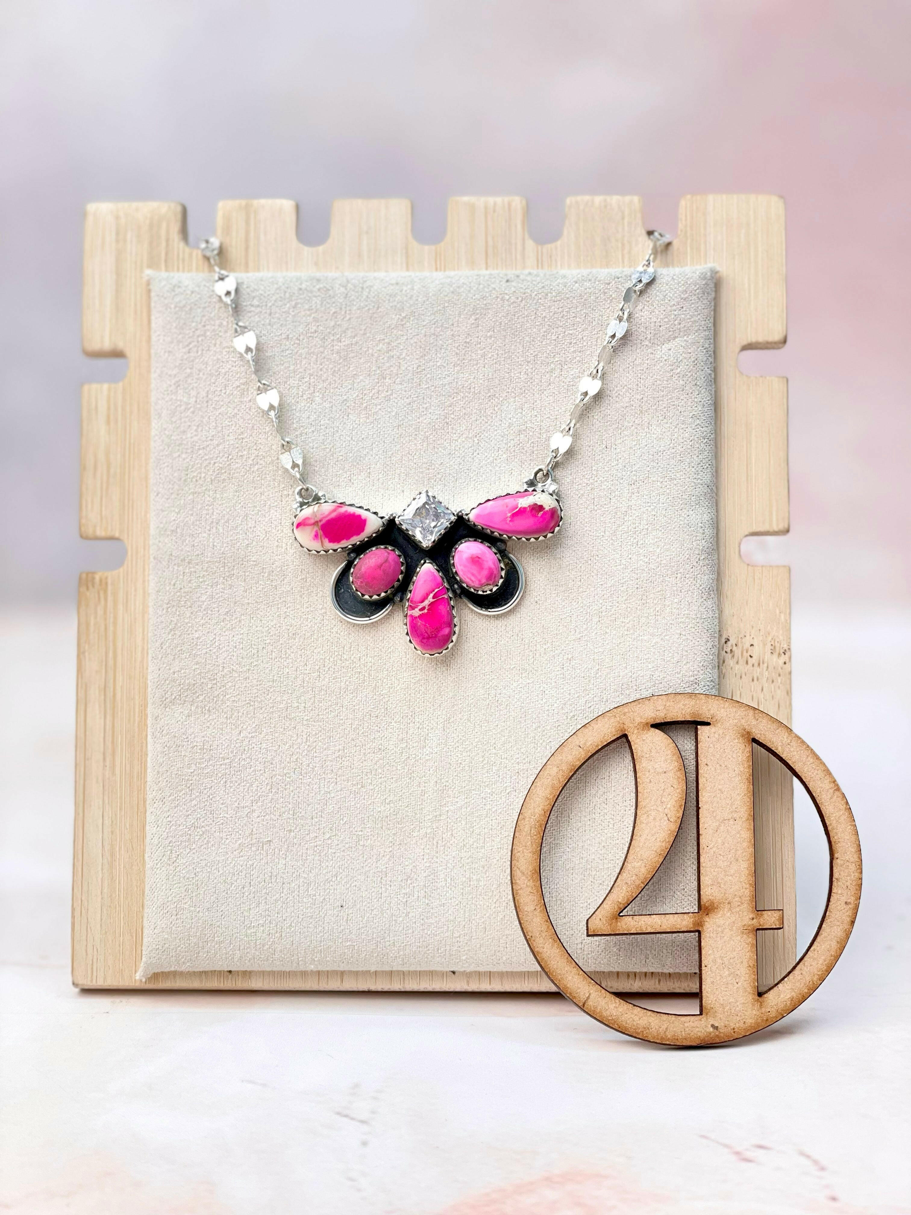 Desert Jasper Half Flower Necklace-Necklaces-Krush Kandy, Women's Online Fashion Boutique Located in Phoenix, Arizona (Scottsdale Area)