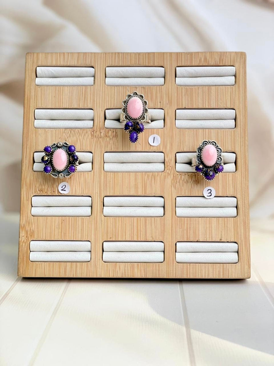 Pink Conch & Berry Dahlia Boho Cluster Rings – Krush Kandy