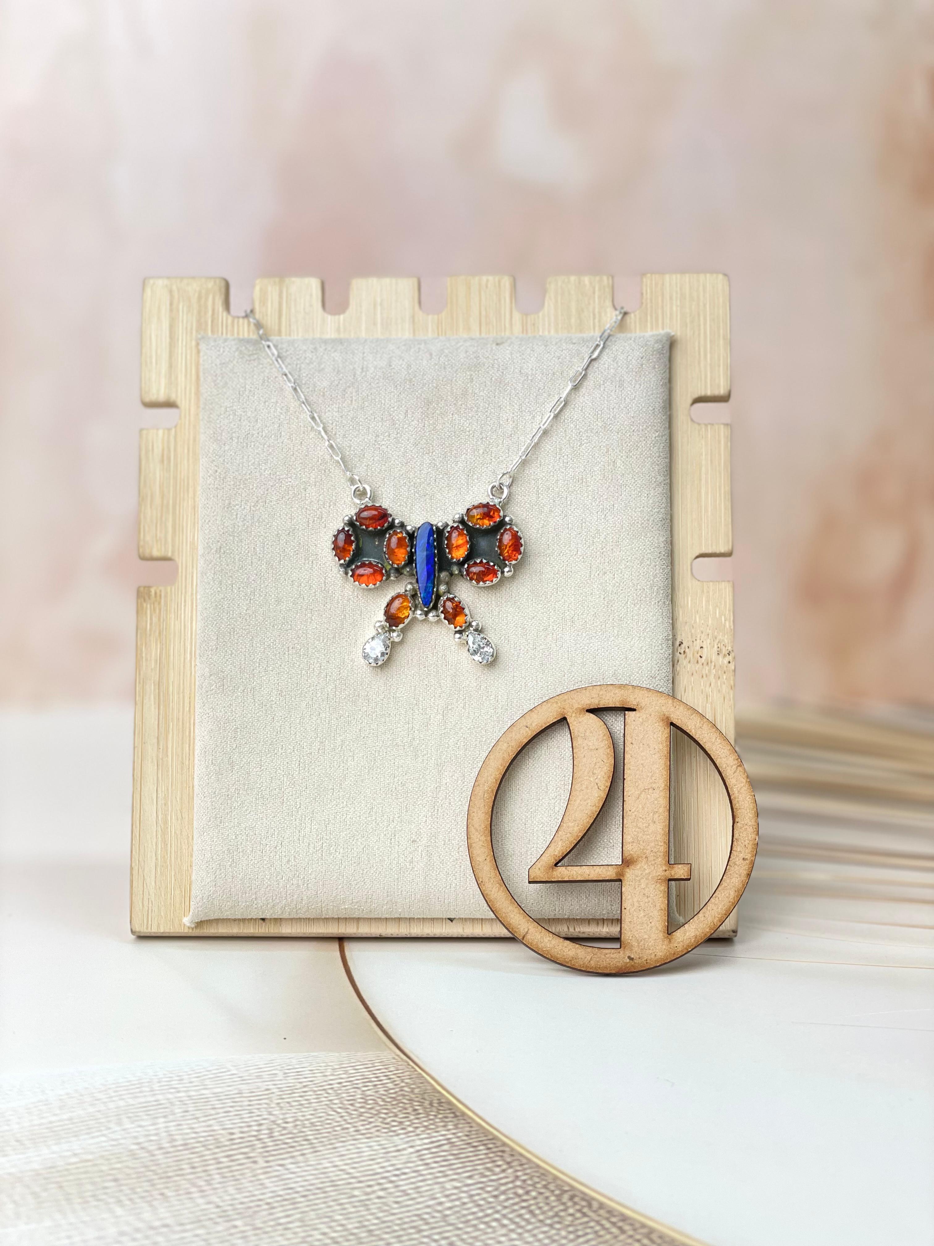 Australian Opal & Amber Necklace sno 53-Necklaces-Krush Kandy, Women's Online Fashion Boutique Located in Phoenix, Arizona (Scottsdale Area)