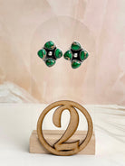 Irish Green Dahlia Studs sno 2-Earrings-Krush Kandy, Women's Online Fashion Boutique Located in Phoenix, Arizona (Scottsdale Area)